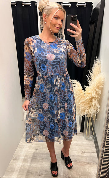 Zoe kjóll - floral/azure