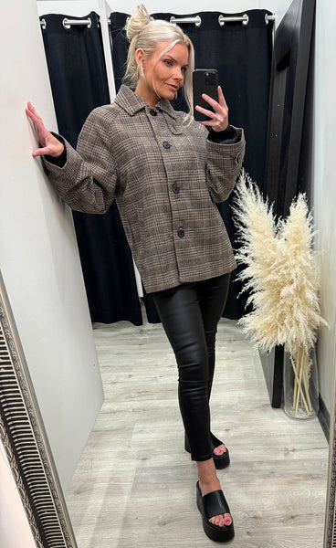 SP Caleb midi jacket - brown check