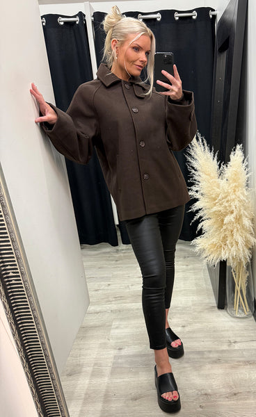 SP Caleb midi jacket - dark chocolate