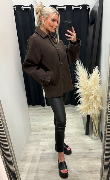 SP Caleb midi jacket - dark chocolate