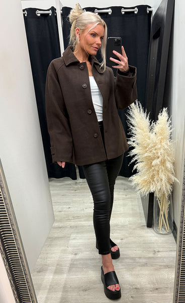 SP Caleb midi jacket - dark chocolate