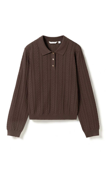 NOELLA N-Mecca knit polo - coffee