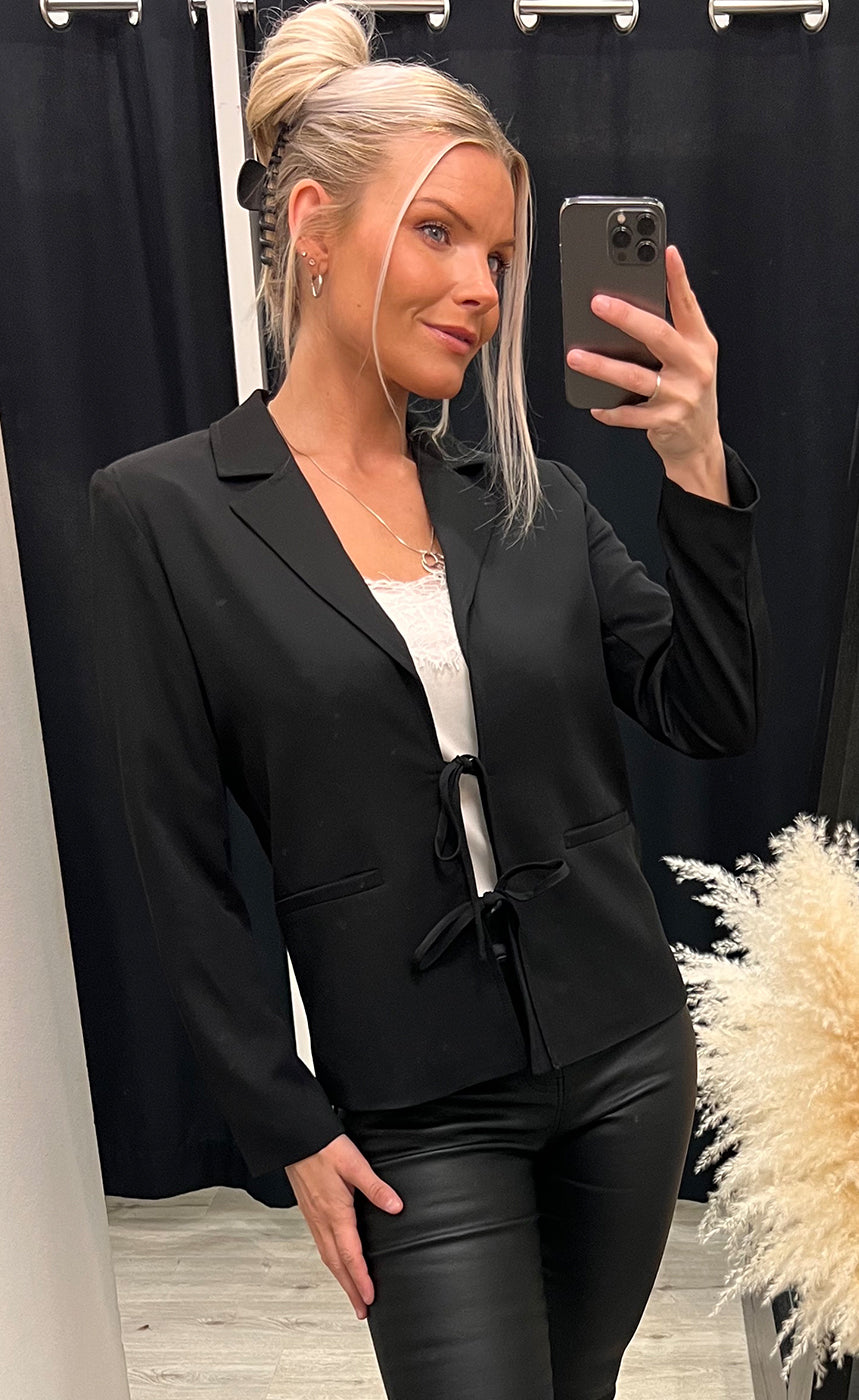 Vagna bow blazer - black