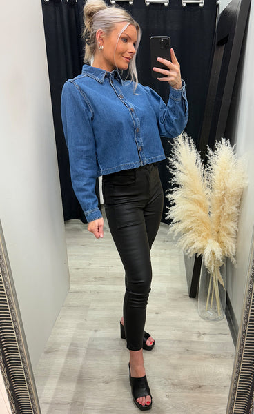 Adalyn elena shirt - mid blue wash