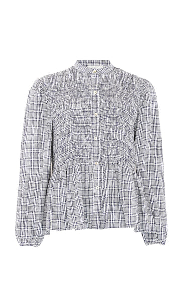 Chloe smock blouse - blue check