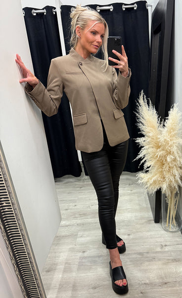 SP Viksa high blazer - dark sand melange