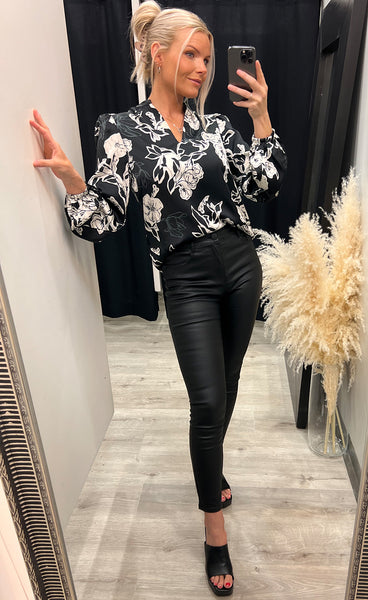 Holmine blouse - black mix