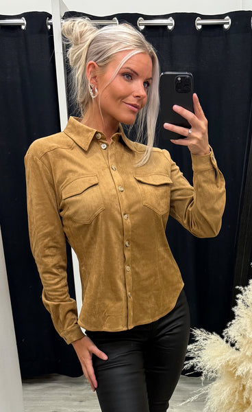 Ronja suede shirt - cognac