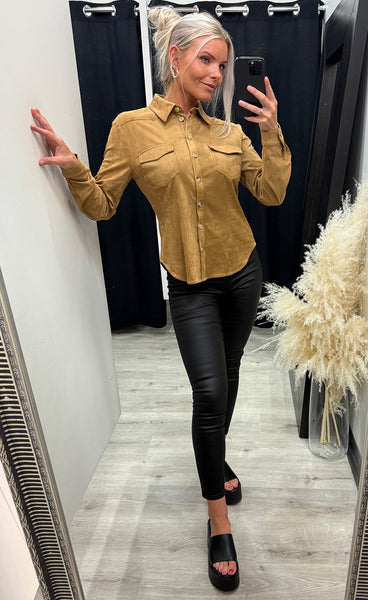 Ronja suede shirt - cognac