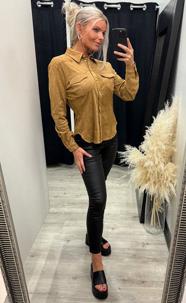 Ronja suede shirt - cognac