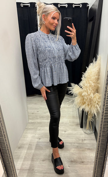 Chloe smock blouse - blue check