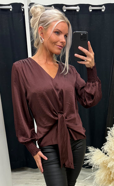 Karina satin blouse - bordeaux