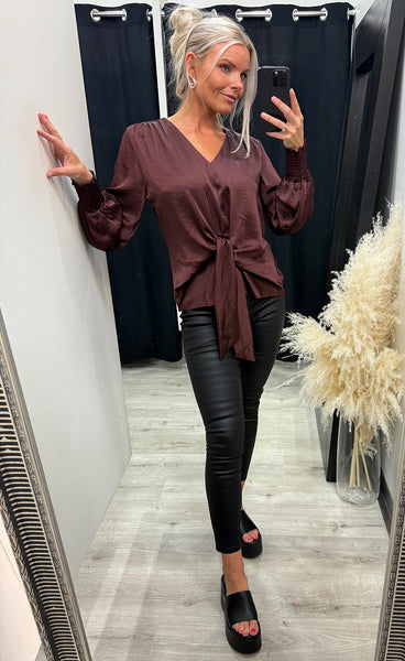 Karina satin blouse - bordeaux