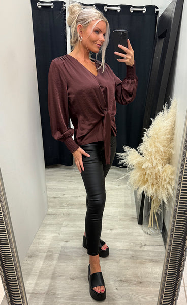 Karina satin blouse - bordeaux