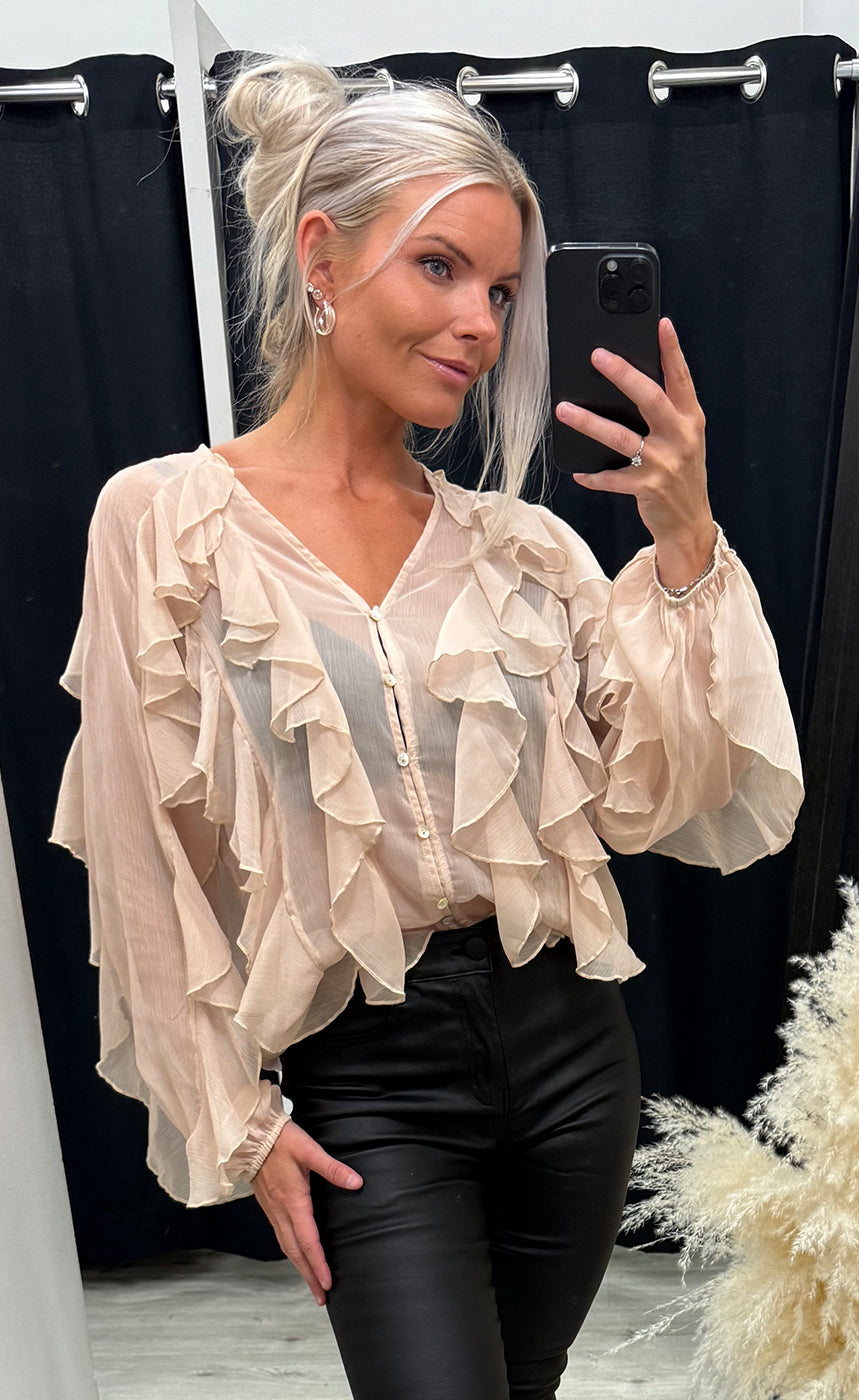 Lissa flounce blouse - sand