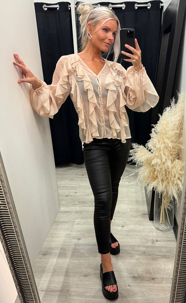 Lissa flounce blouse - sand