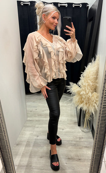 Lissa flounce blouse - sand