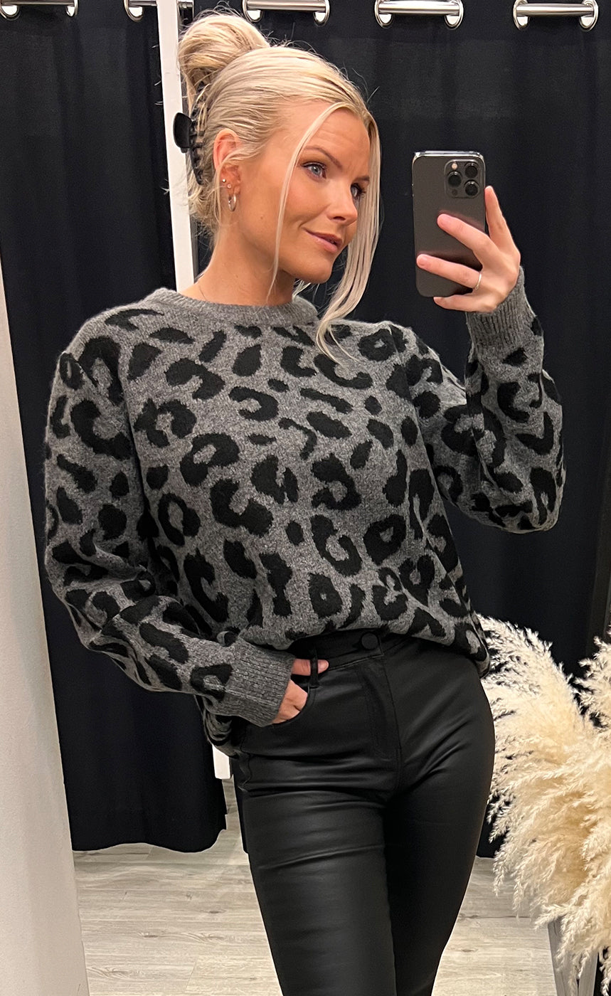 Minya leopard jumper - grey melange