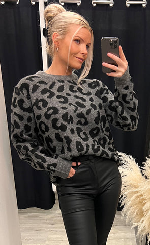 Minya leopard jumper - grey melange