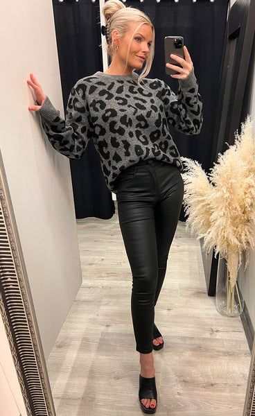Minya leopard jumper - grey melange