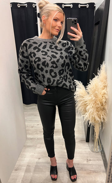 Minya leopard jumper - grey melange