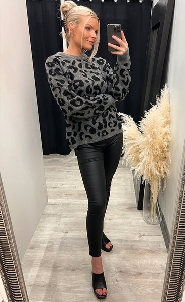 Minya leopard jumper - grey melange