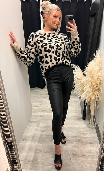 Minya leopard jumper - black mix