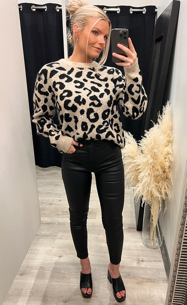 Minya leopard jumper - black mix