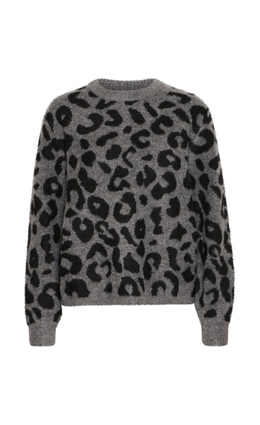 Minya leopard jumper - grey melange