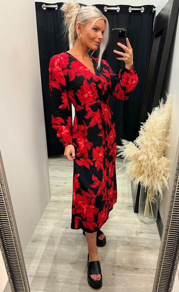 Lysine dress - red rose flowers