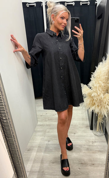 Decole glitter dress - black denim