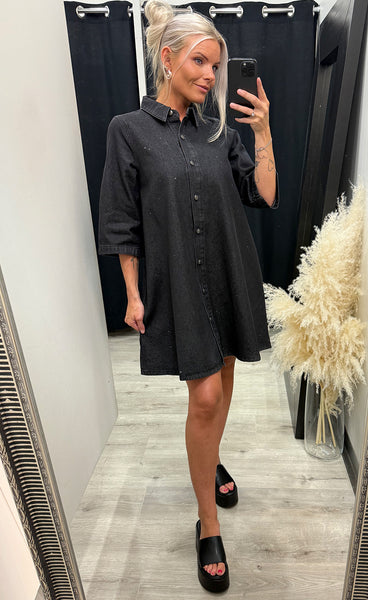 Decole glitter dress - black denim