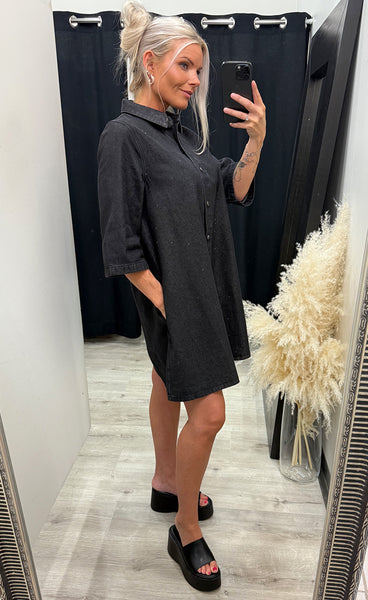 Decole glitter dress - black denim