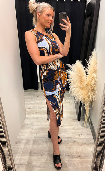 Selma dress - marble blue