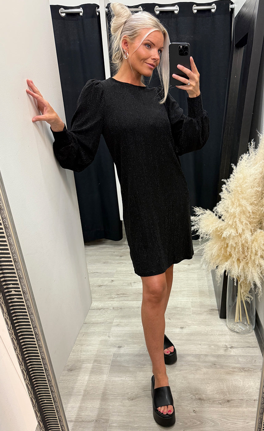 Thea zipper dress - black glitter