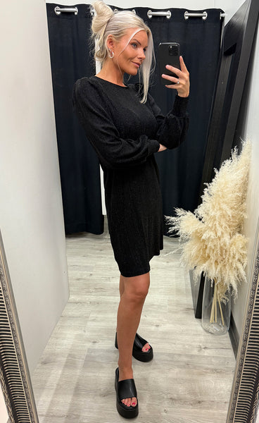 Thea zipper dress - black glitter