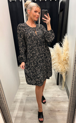 Fina dress - grey dash flowers