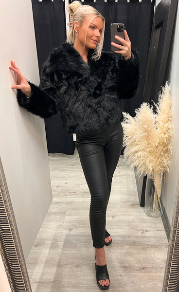 Valentina loðjakki - black