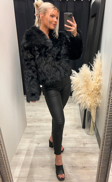Valentina loðjakki - black