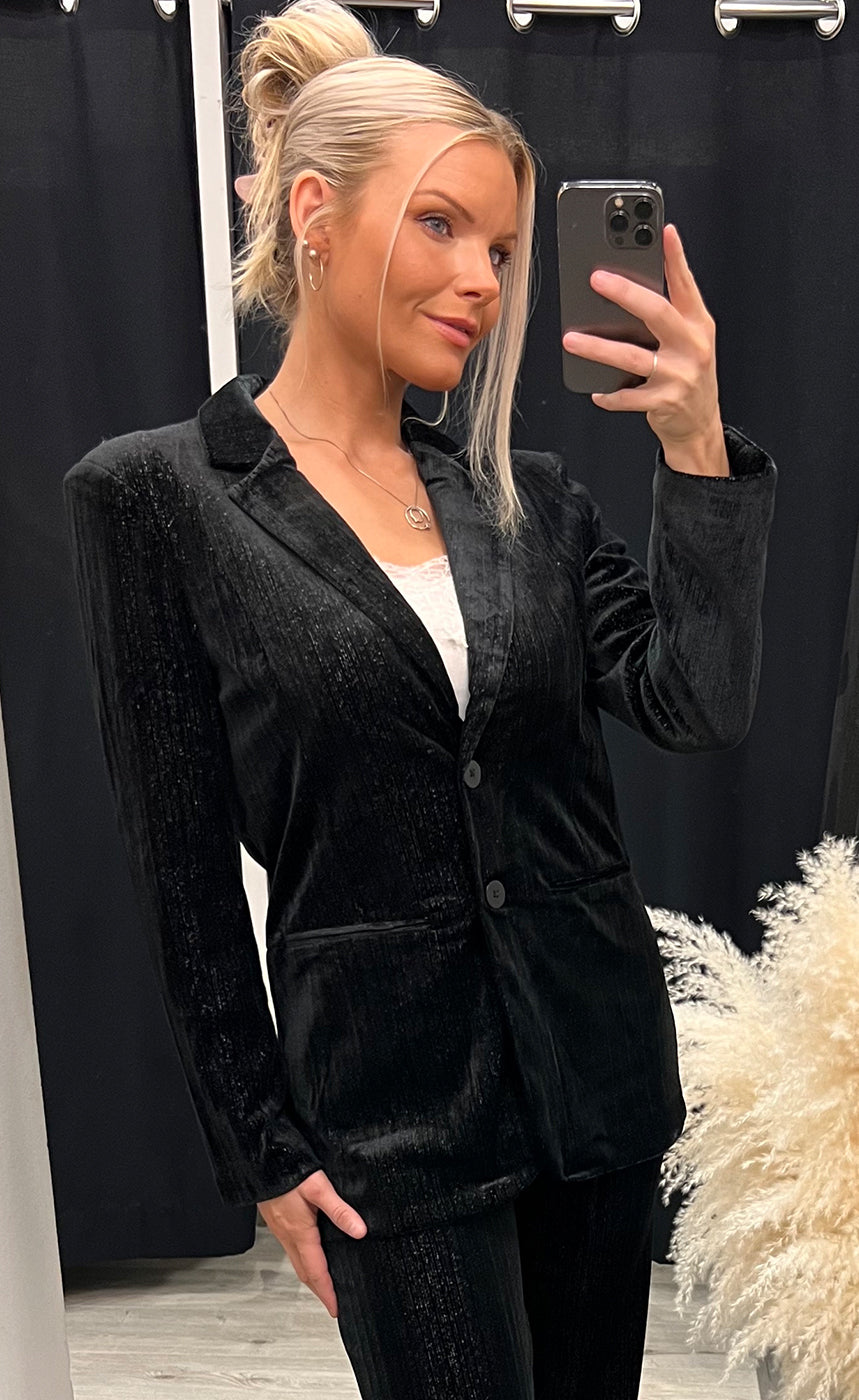 Kate glamour oversize blazer - black glitter