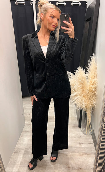 Kate glamour oversize blazer - black glitter