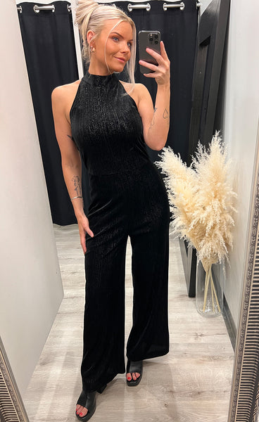 Kate velour jumpsuit - black glitter