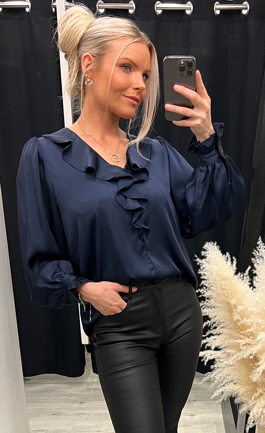 Flair frill blouse - navy