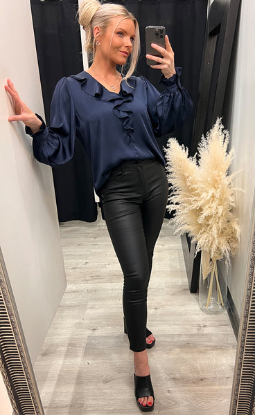 Flair frill blouse - navy