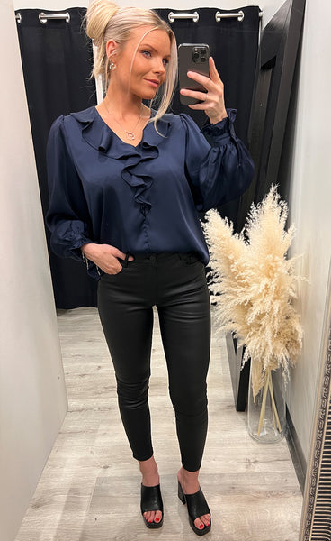 Flair frill blouse - navy