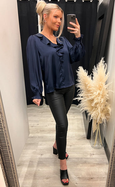 Flair frill blouse - navy