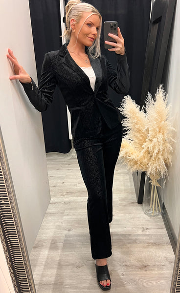Kate glamour blazer - black glitter