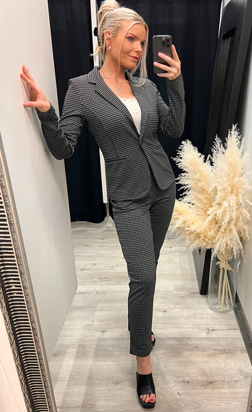 Kate houndstooth blazer - black/grey