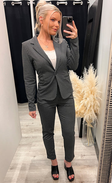 Kate houndstooth blazer - black/grey