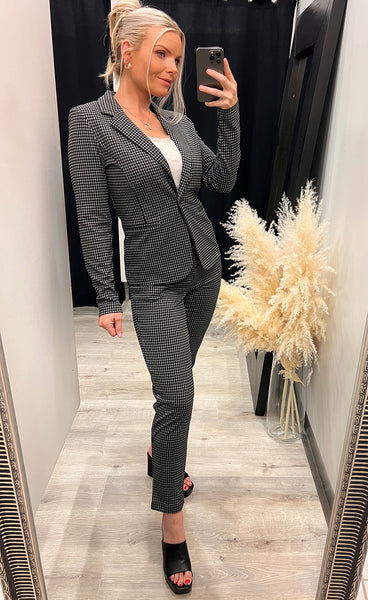 Kate houndstooth blazer - black/grey